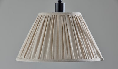 Adesso Shiloh 63"H Black Floor Lamp with Soft Pleated Oatmeal Linen Shade (1578-01)