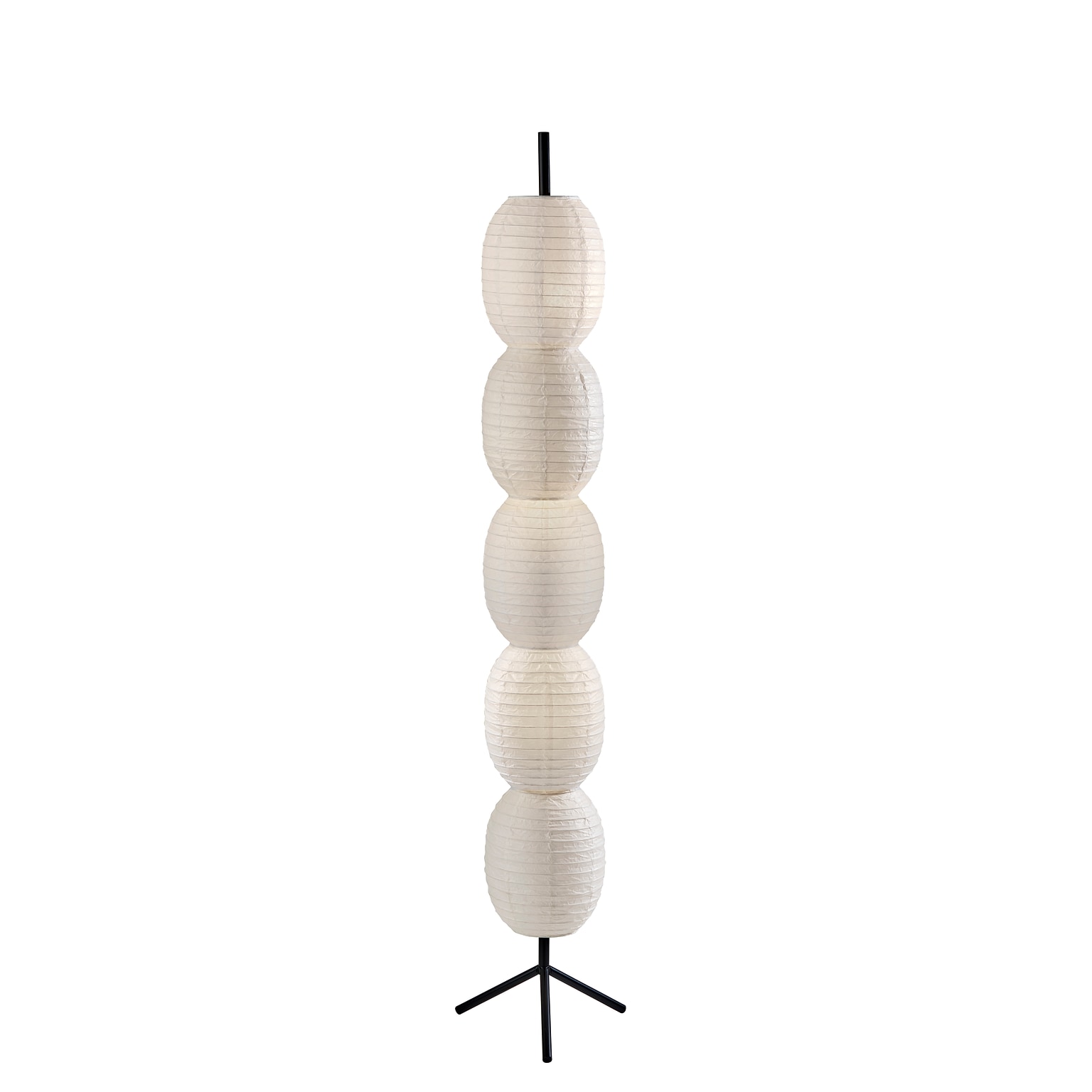 Adesso Lanai 60H Black Floor Lamp with White Paper Shade (1645-01)