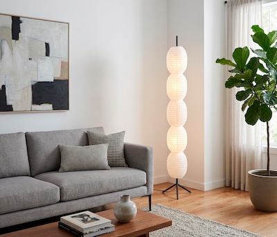 Adesso Lanai 60"H Black Floor Lamp with White Paper Shade (1645-01)