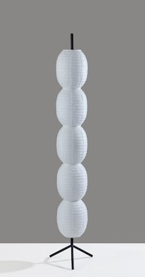 Adesso Lanai 60"H Black Floor Lamp with White Paper Shade (1645-01)