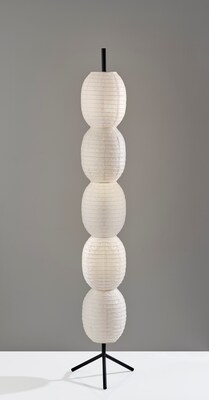 Adesso Lanai 60"H Black Floor Lamp with White Paper Shade (1645-01)