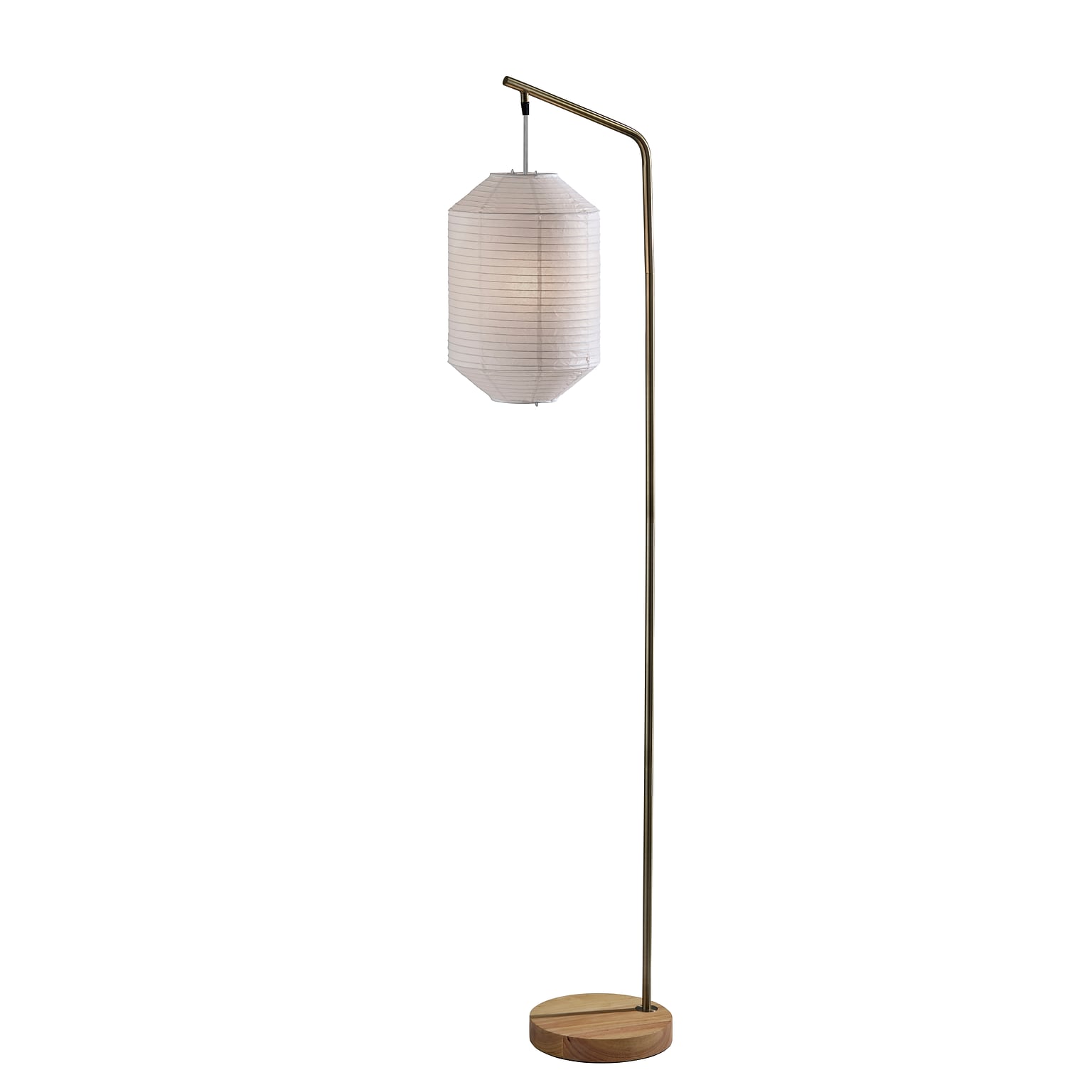 Adesso Keanu 64.5H Antique Brass Floor Lamp with White Paper Shade (1597-21)