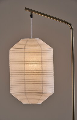Adesso Keanu 64.5"H Antique Brass Floor Lamp with White Paper Shade (1597-21)