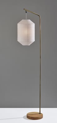 Adesso Keanu 64.5"H Antique Brass Floor Lamp with White Paper Shade (1597-21)