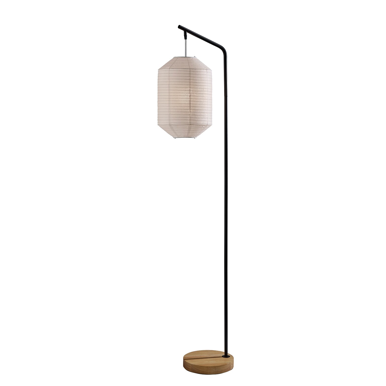 Adesso Keanu 64.5H Black Floor Lamp with White Paper Shade (1597-01)