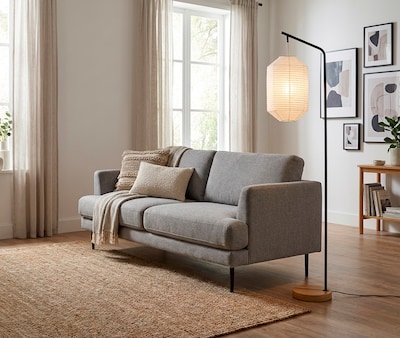 Adesso Keanu 64.5H Black Floor Lamp with White Paper Shade (1597-01)