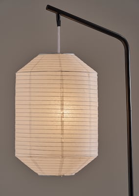 Adesso Keanu 64.5"H Black Floor Lamp with White Paper Shade (1597-01)