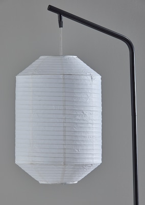 Adesso Keanu 64.5"H Black Floor Lamp with White Paper Shade (1597-01)