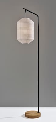 Adesso Keanu 64.5"H Black Floor Lamp with White Paper Shade (1597-01)