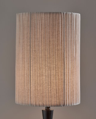 Adesso Amos 63"H Black Floor Lamp with Soft Pleated Oatmeal Linen Shade (1643-01)