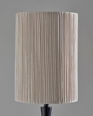 Adesso Amos 63"H Black Floor Lamp with Soft Pleated Oatmeal Linen Shade (1643-01)