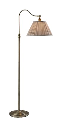 Adesso Shiloh 63H Antique Brass Floor Lamp with Soft Pleated Oatmeal Linen Shade (1578-21)