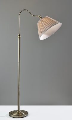 Adesso Shiloh 63"H Antique Brass Floor Lamp with Soft Pleated Oatmeal Linen Shade (1578-21)