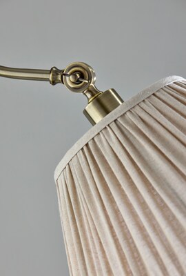 Adesso Shiloh 63"H Antique Brass Floor Lamp with Soft Pleated Oatmeal Linen Shade (1578-21)