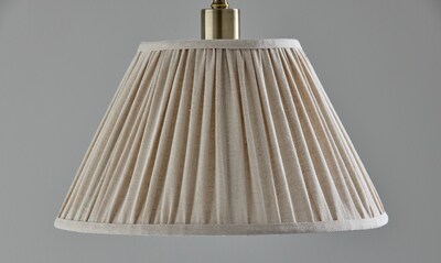 Adesso Shiloh 63"H Antique Brass Floor Lamp with Soft Pleated Oatmeal Linen Shade (1578-21)