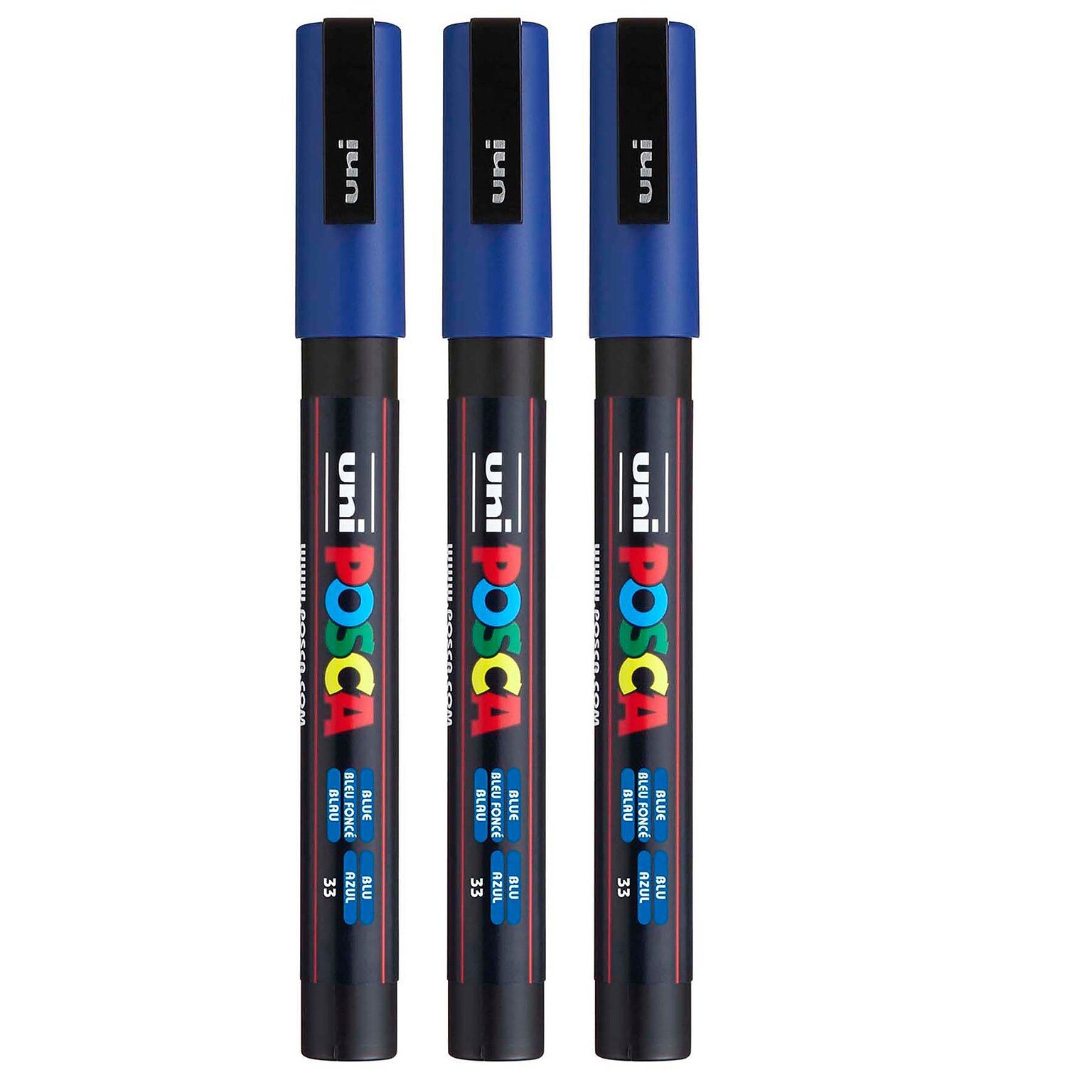 POSCA PC-3M Water Based Paint Marker, Fine Bullet Tip, Blue, 3/Pack (UBCPC3MBLUE-3)