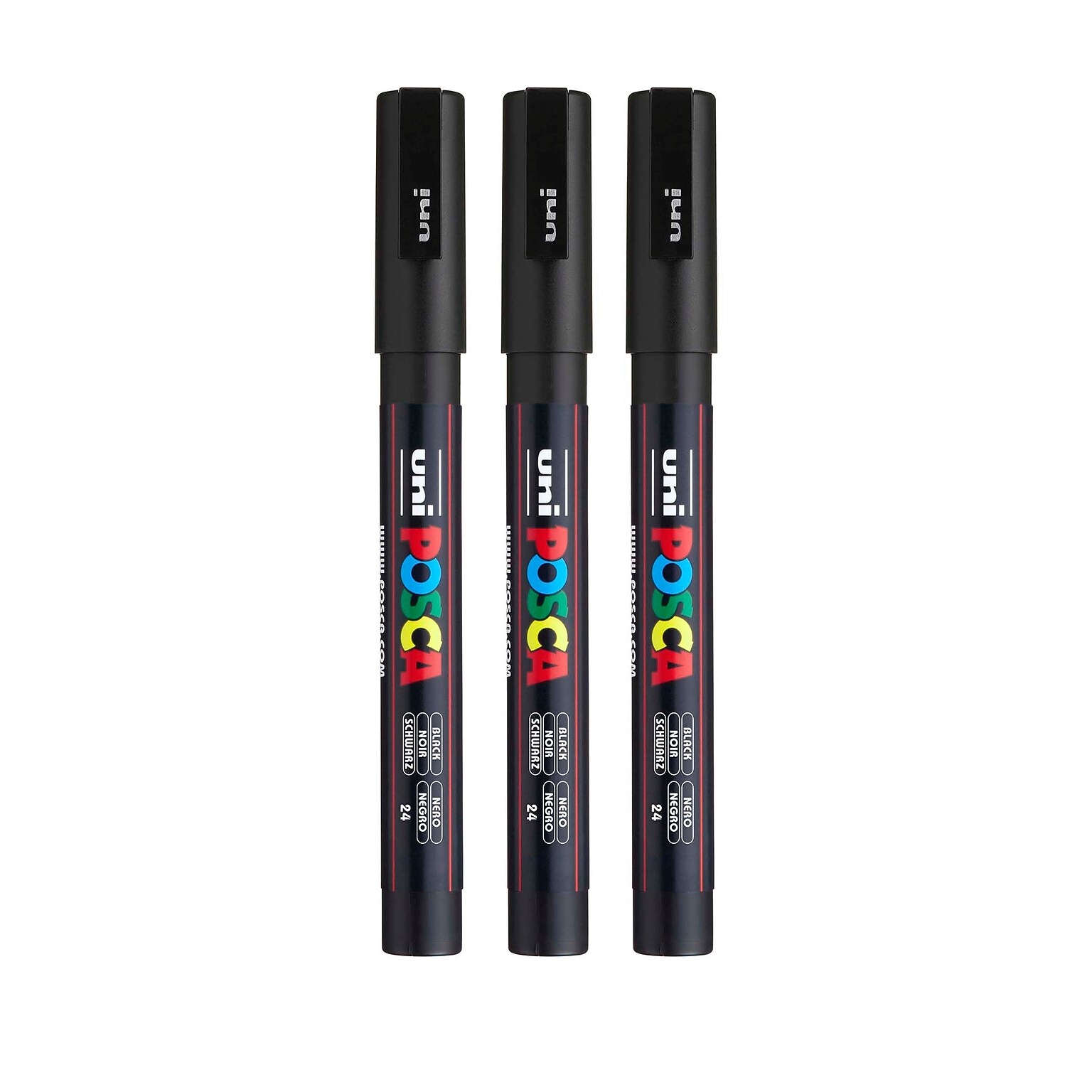 POSCA PC-3M Water Based Paint Marker, Fine Bullet Tip, Black, 3/Pack (UBCPC3MBLACK-3)