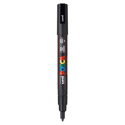 POSCA PC-3M Water Based Paint Marker, Fine Bullet Tip, Black, 3/Pack (UBCPC3MBLACK-3)