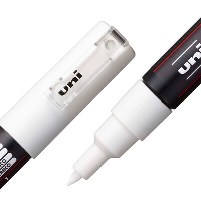 POSCA PC-1M Water Based Paint Marker, Extra Fine Bullet Tip, White, 3/Pack (UBCPC1MWHITE-3)