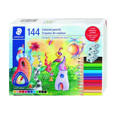 STAEDTLER Triangular Colored Pencils Classpack, Assorted Colors, 144 Pencils/Pack (STD177C144A6)