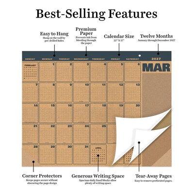 2027 TF Publishing Trail Timber 17" x 12" Monthly Desk or Wall Calendar, Multicolored (27-8508)