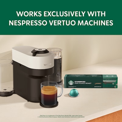 Starbucks Pike Place Roast Coffee Nespresso Vertuo Capsules, Medium Roast, 10/Pack (2004.10)