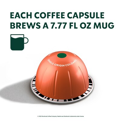 Starbucks Single-origin Colombia Coffee Nespresso Vertuo Capsules, Medium Roast, 10/Pack (2015.10)