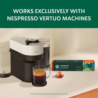 Starbucks Single-origin Colombia Coffee Nespresso Vertuo Capsules, Medium Roast, 10/Pack (2015.10)