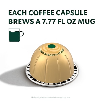 Starbucks Creamy Vanilla Coffee Nespresso Vertuo Capsules, Light Roast, 10/Pack (2016.10)