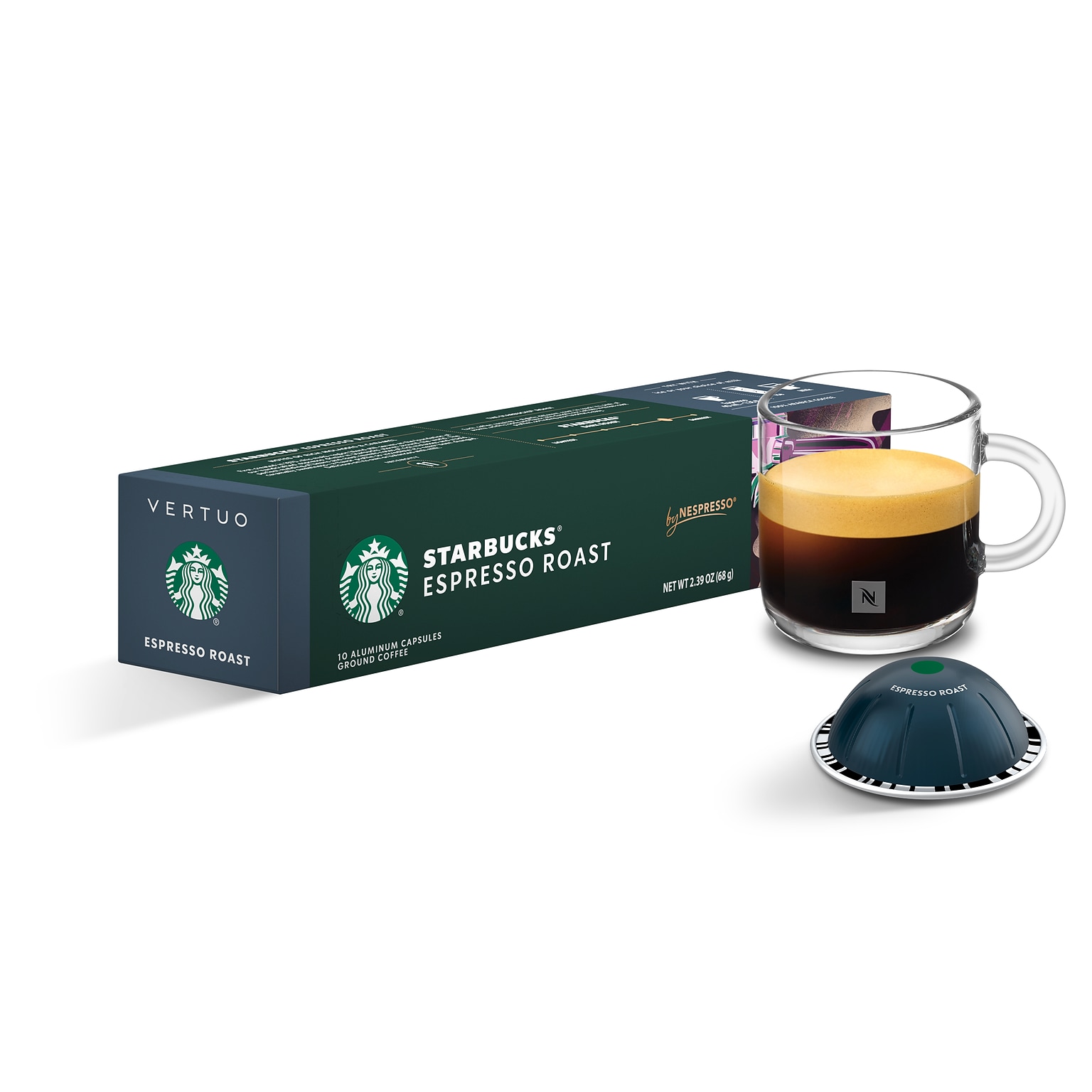 Starbucks Espresso Roast Coffee Nespresso Vertuo Capsules, Dark Roast ...