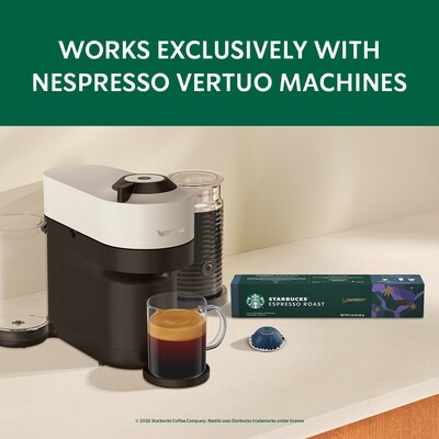 Starbucks Espresso Roast Coffee Nespresso Vertuo Capsules, Dark Roast, 10/Pack (2006.10)
