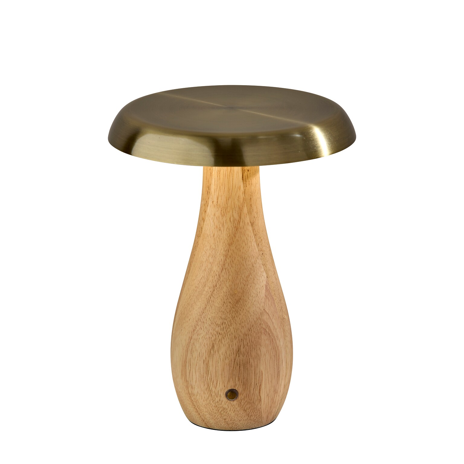 Adesso Naya 9.25H LED Table Lamp, Natural Wood/Antique Brass Metal Shade (3196-12)