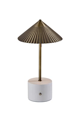Adesso Mika 11.75H LED Table Lamp, Wash White/Antique Brass Metal Shade (3209-21)
