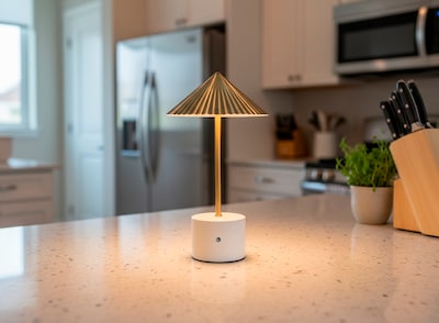 Adesso Mika 11.75"H LED Table Lamp, Wash White/Antique Brass Metal Shade (3209-21)