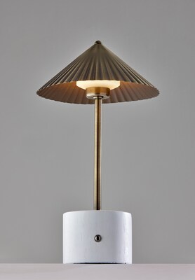 Adesso Mika 11.75"H LED Table Lamp, Wash White/Antique Brass Metal Shade (3209-21)