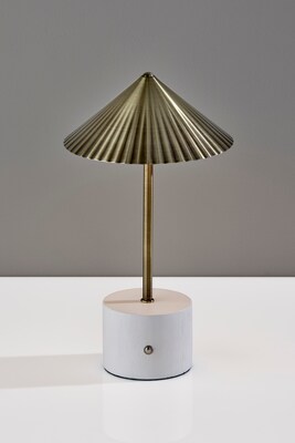 Adesso Mika 11.75"H LED Table Lamp, Wash White/Antique Brass Metal Shade (3209-21)