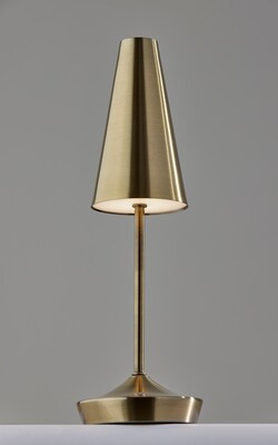 Adesso Flynn 14.25"H LED Table Lamp, Antique Brass (3194-21)