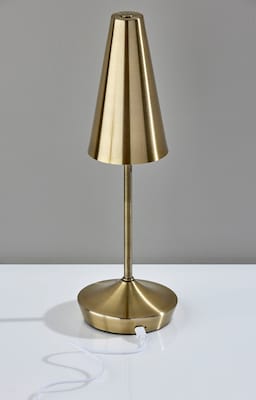 Adesso Flynn 14.25"H LED Table Lamp, Antique Brass (3194-21)