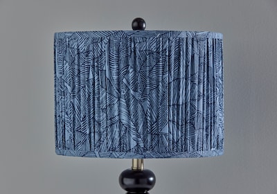 Adesso Samira 27"H Incandescent Table Lamp, Black/Blue Printed Fabric Shade (1651-01)