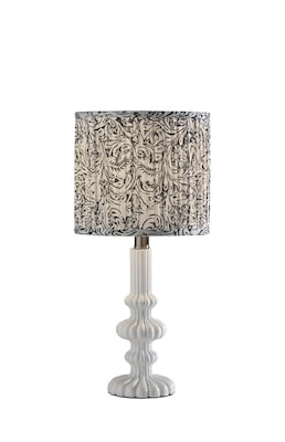 Adesso Ambrose 18.75H Incandescent Table Lamp, White/Navy and White Fabric Shade (1653-02)