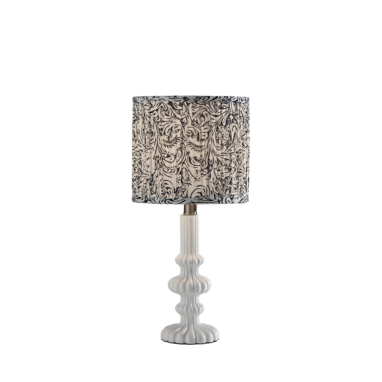 Adesso Ambrose 18.75H Incandescent Table Lamp, White/Navy and White Fabric Shade (1653-02)