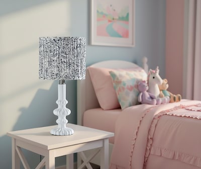 Adesso Ambrose 18.75"H Incandescent Table Lamp, White/Navy and White Fabric Shade (1653-02)