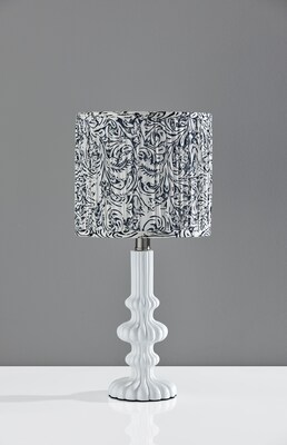 Adesso Ambrose 18.75"H Incandescent Table Lamp, White/Navy and White Fabric Shade (1653-02)