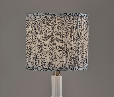 Adesso Ambrose 18.75"H Incandescent Table Lamp, White/Navy and White Fabric Shade (1653-02)