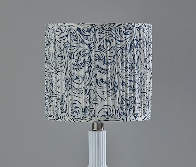 Adesso Ambrose 18.75"H Incandescent Table Lamp, White/Navy and White Fabric Shade (1653-02)