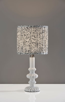 Adesso Ambrose 18.75"H Incandescent Table Lamp, White/Navy and White Fabric Shade (1653-02)