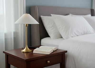 Adesso Esme 22H Incandescent Table Lamp, Antique Brass/White Fabric Shade (2619-21)