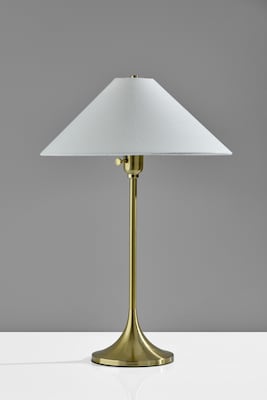 Adesso Esme 22"H Incandescent Table Lamp, Antique Brass/White Fabric Shade (2619-21)