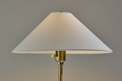 Adesso Esme 22"H Incandescent Table Lamp, Antique Brass/White Fabric Shade (2619-21)