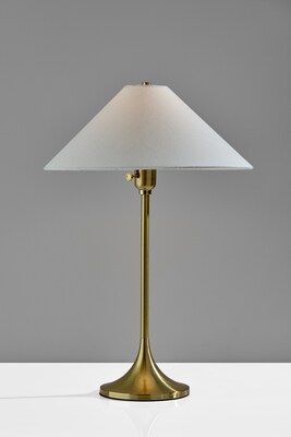 Adesso Esme 22"H Incandescent Table Lamp, Antique Brass/White Fabric Shade (2619-21)